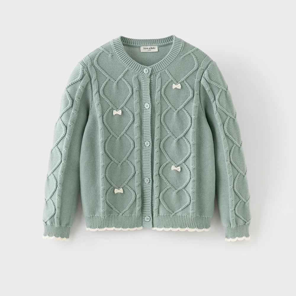 Dave Bella automne printemps Cardigan pull pour filles tricoté pull enfants bouton manteau d'extérie