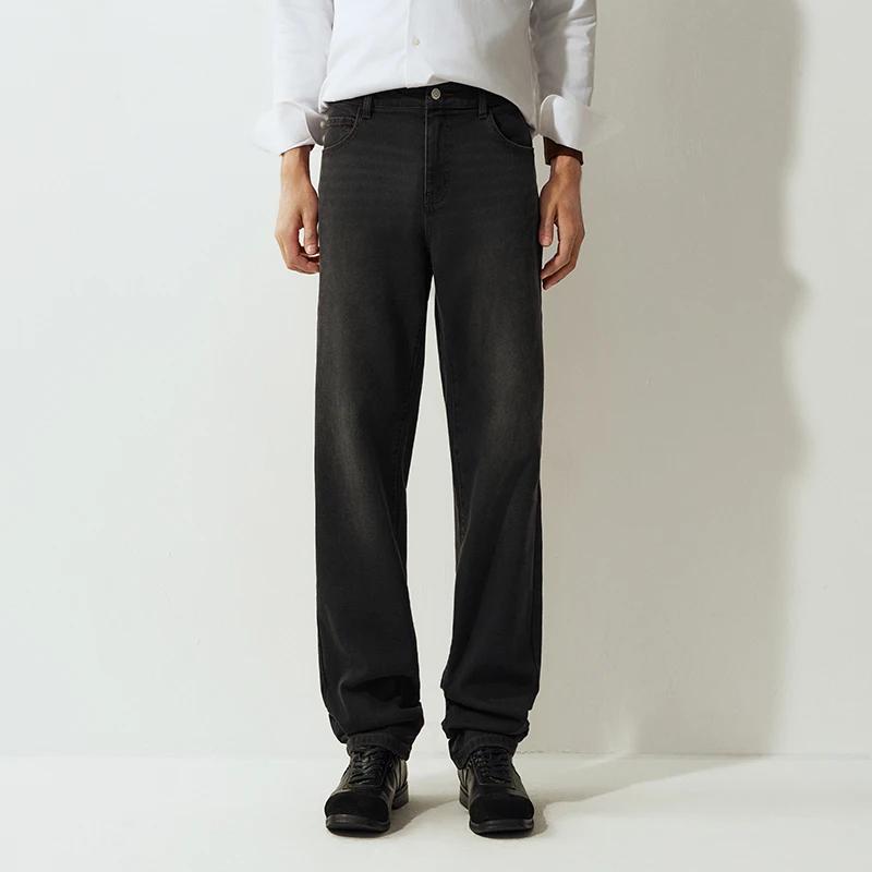 Semir Senrou Denim jean hommes moustaches rétro en détresse jambe droite 2025 hiver nouveau pantalon
