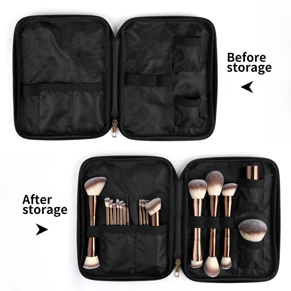 MAANGE 20 pièces pinceaux de maquillage professionnels + sac de rangement double extrémité fond de t