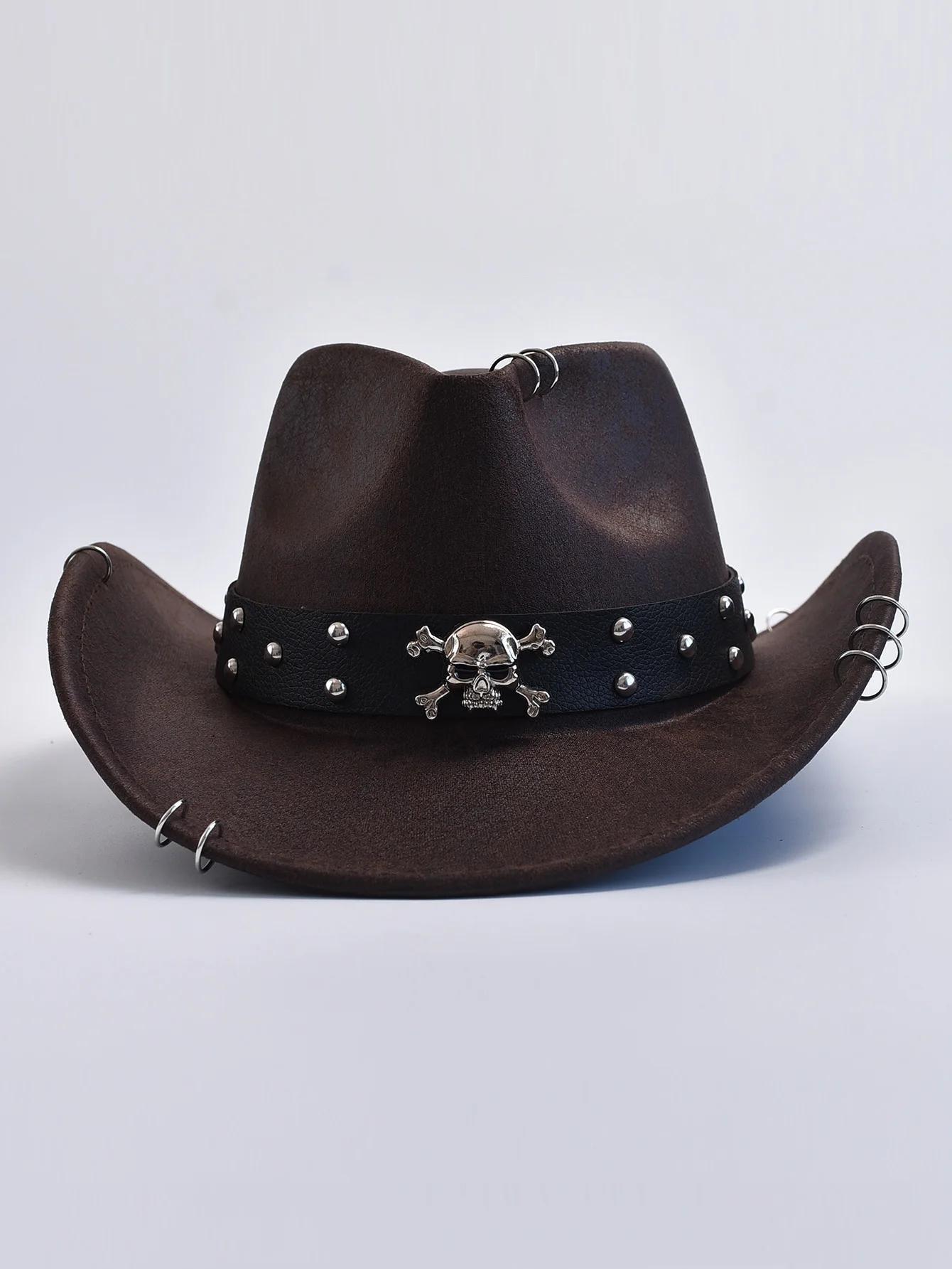 Chapeau de Cowboy occidental Vintage en Faux cuir pour hommes, chapeaux de Jazz pour hommes, chapeau