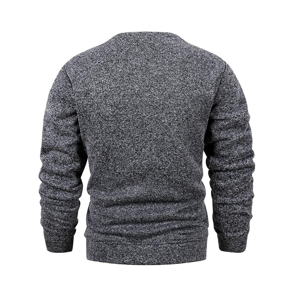 Pull en tricot à manches longues pour hommes, couleur unie, col rond, chaud, décontracté, ample, vêt