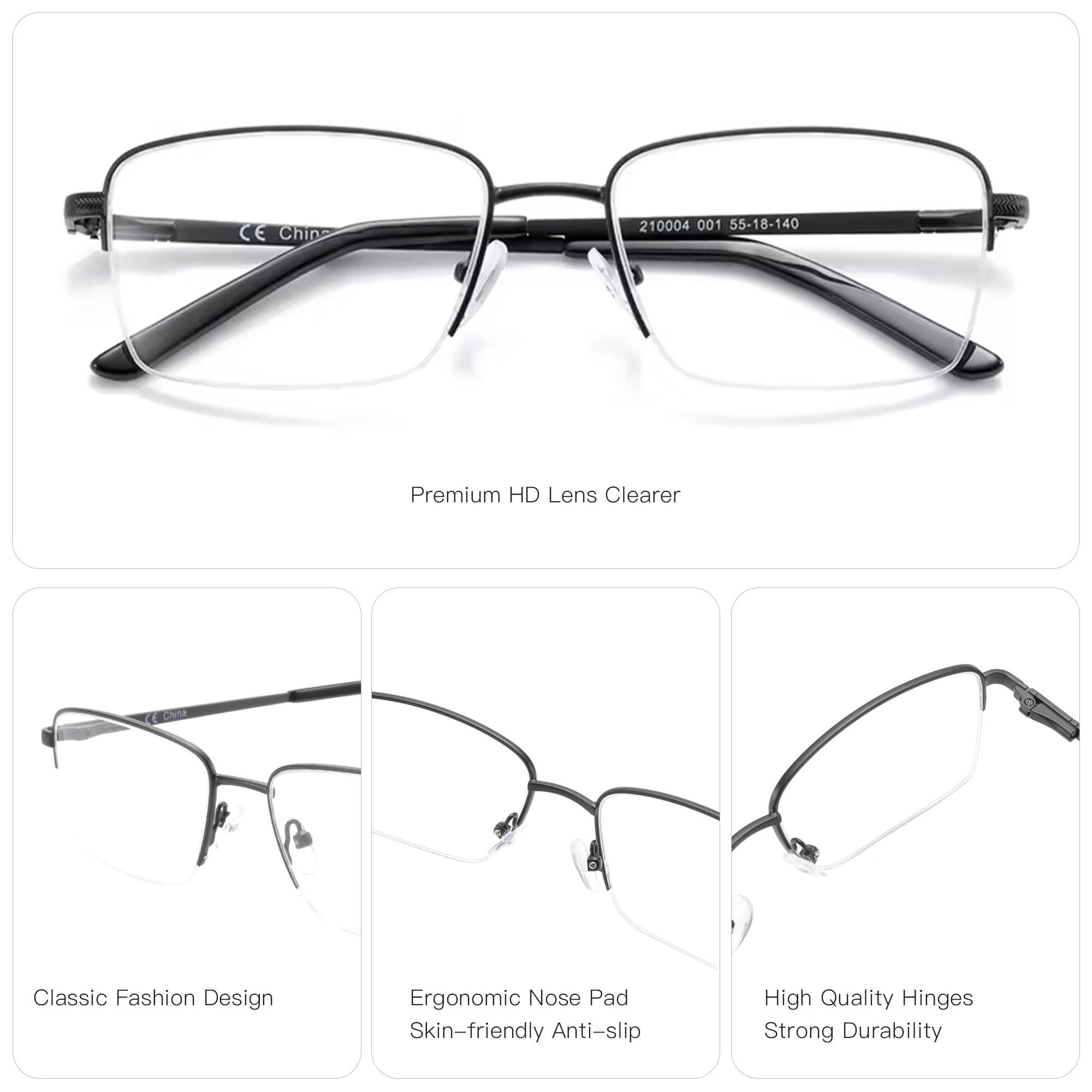 ZENOTTIC lunettes de Prescription demi-sans monture hommes Anti lumière bleue lunettes optiques phot