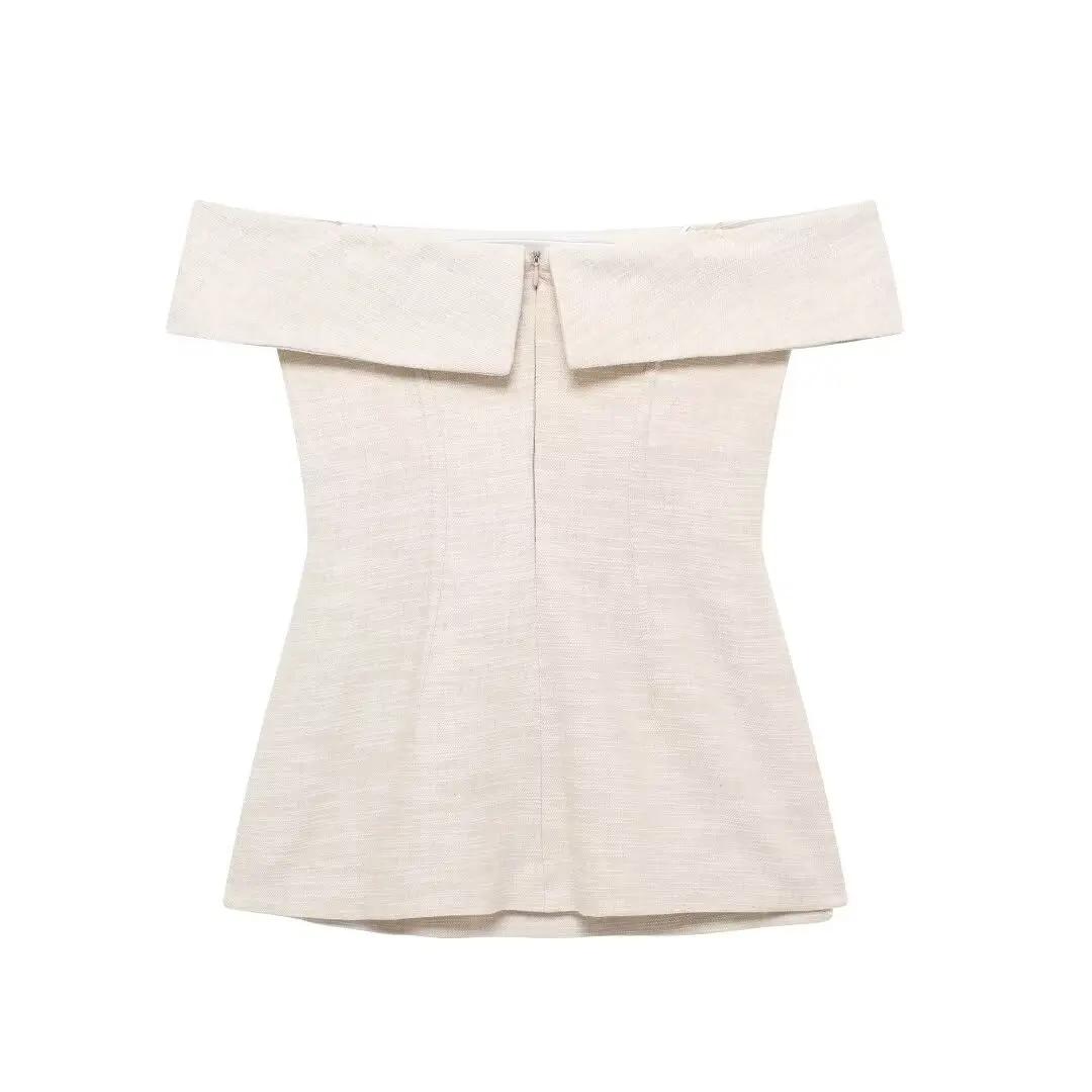 DUOPERI femmes mode 2 pièces ensembles kaki dos nu fermeture éclair hauts Corset et pantalons à jamb