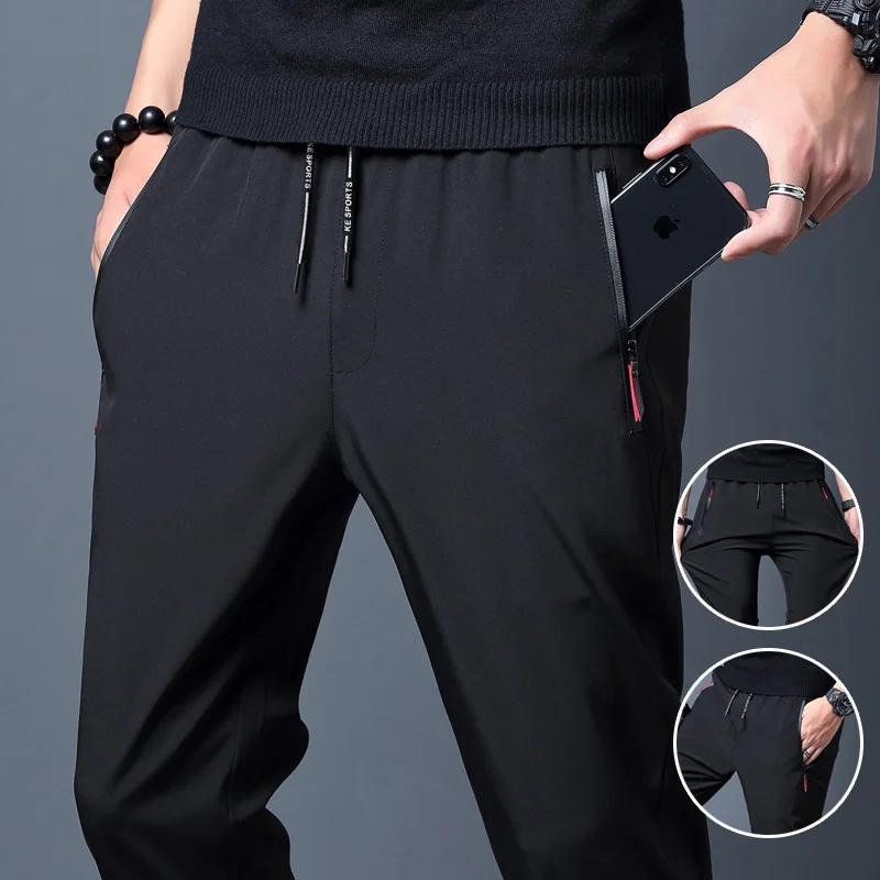 Pantalons décontractés pour hommes affaires Stretch coupe ajustée taille élastique survêtement corée