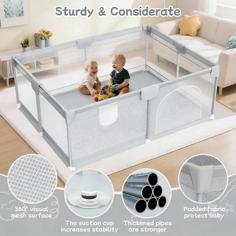 Parc de jeux IMBABY pour bébés et tout-petits, enclos de jeu anti-chute pour intérieur et extérieur,