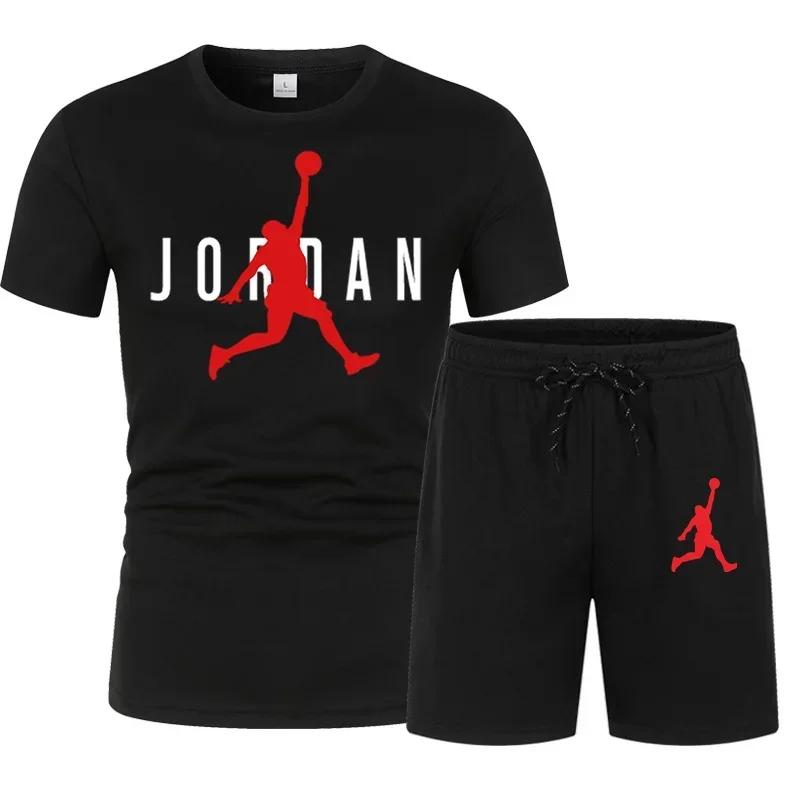 Nouvel ensemble de vêtements de sport décontractés pour hommes, T-shirt à manches courtes et col ron
