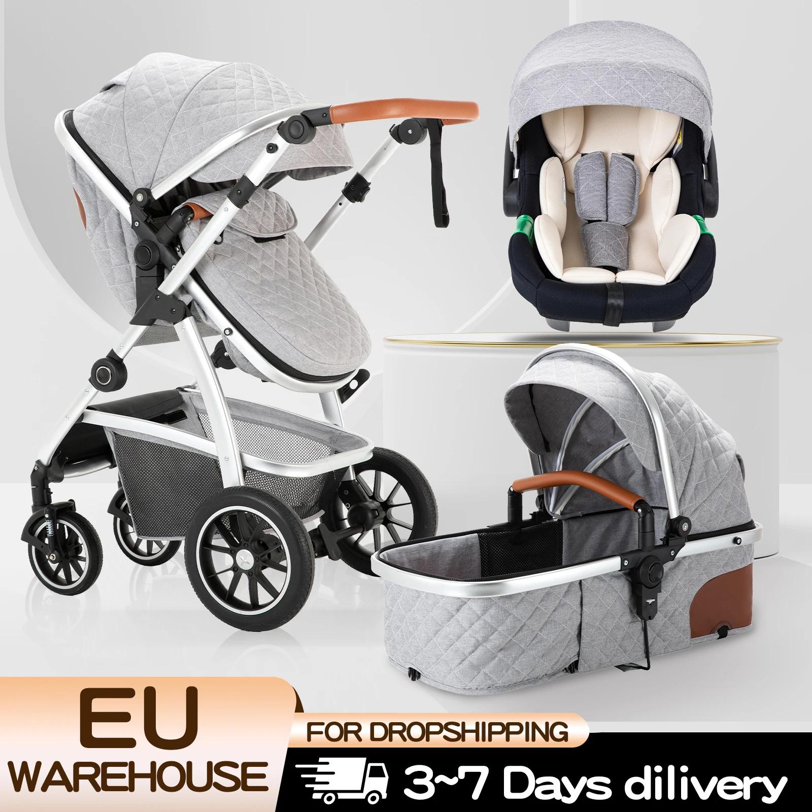 Poussette bébé 3 en 1 Portable voyage landau luxueux landau haut paysage cadre en aluminium poussett