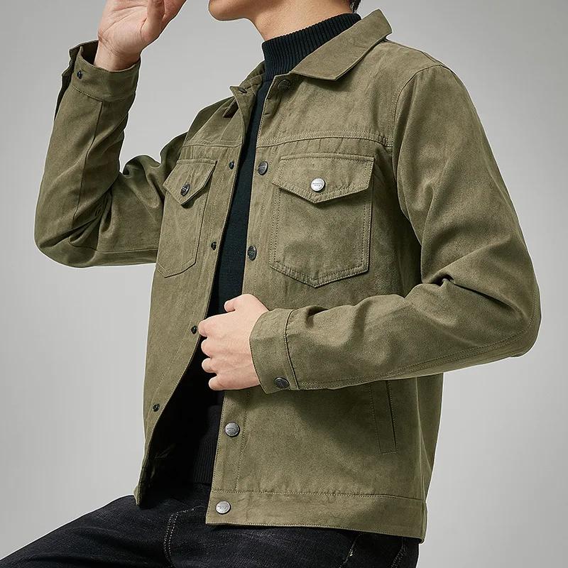 Veste de style britannique pour homme, printemps et automne, veste décontractée en daim, tendance, b