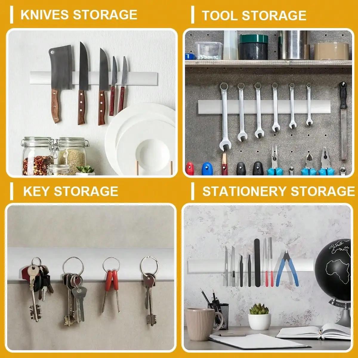 Leeseph Porte-couteau magnétique pour mur, porte-couteaux à bande magnétique polyvalente en acier in