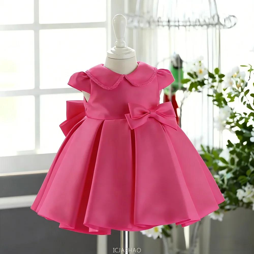 Robe de mariée style français 2026 pour enfants, en satin, style princesse, pour le premier annivers