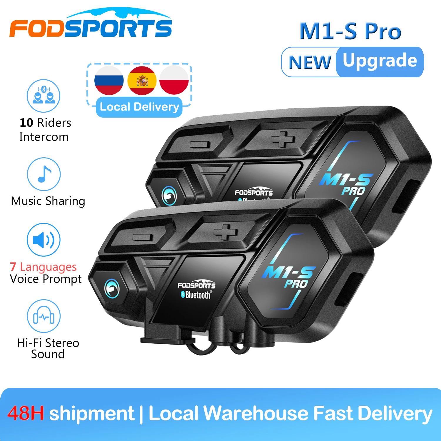 Intercom Bluetooth pour casque de moto Fodsports M1-S Pro, communication de groupe pour 10 motards, 