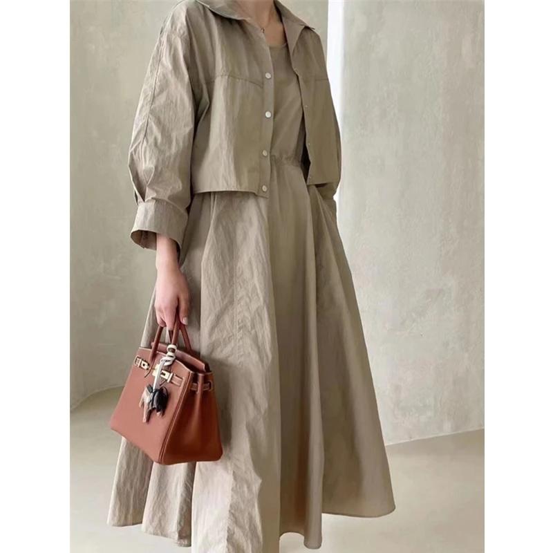 REALEFT – robe d'été 2 pièces pour femmes, ensemble veste courte rabattue et robe débardeur décontra
