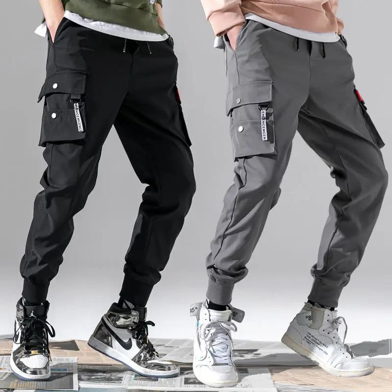 Pantalon Cargo tendance de couleur unie pour hommes, pantalon Cargo à poches multiples à rabat, pant