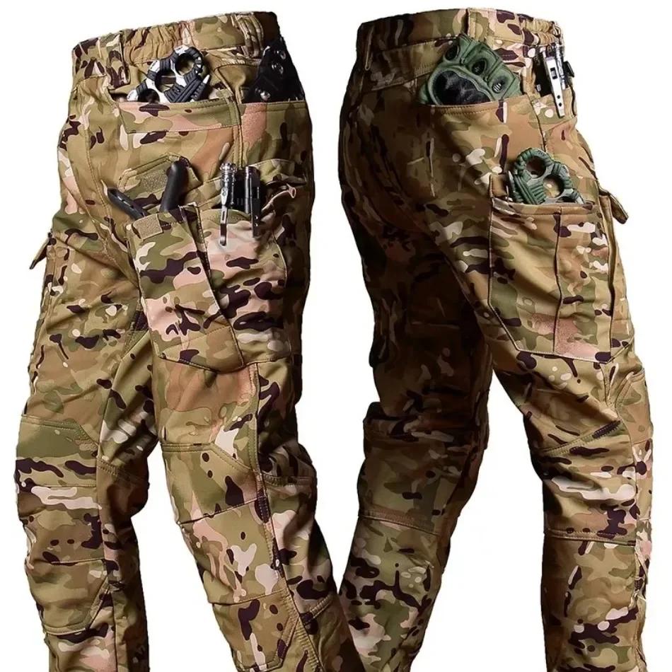 Pantalon tactique d'hiver pour hommes, peau de requin, coque souple, Cargo, extérieur, multi-poches,
