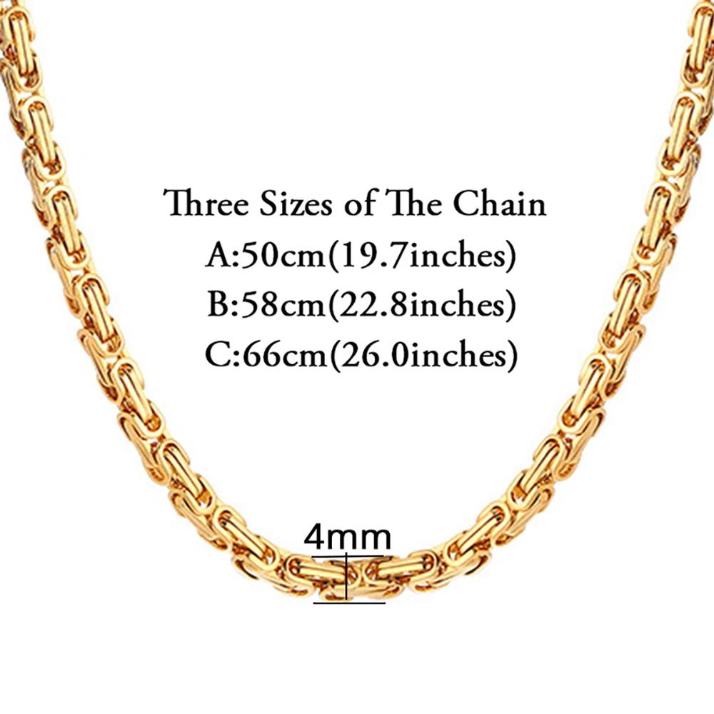 Bracelets en acier inoxydable couleur or, chaîne à maillons byzantin de 4mm, collier pour femmes et 