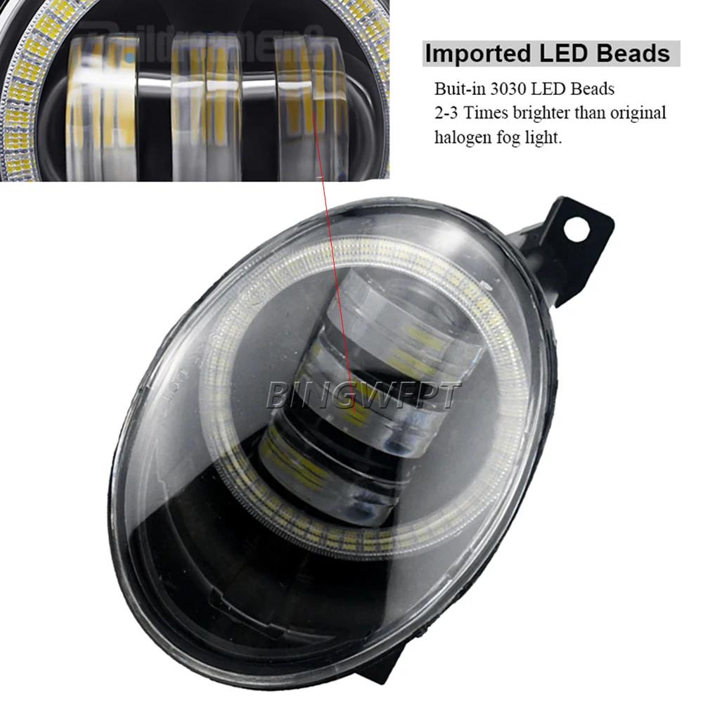 Feu antibrouillard œil d'ange pour voiture, 2 pièces, lentille LED, feux de jour DRL 30W 6000LM 12V 
