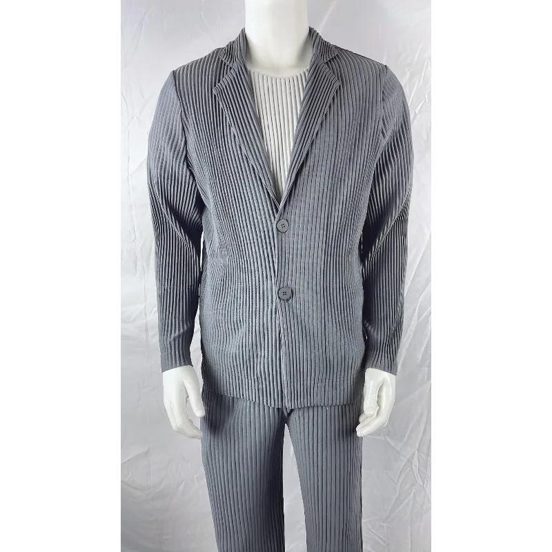 Veste plissée Miyake pour homme, nouvelle collection printemps 2026, manteau à manches longues, col 
