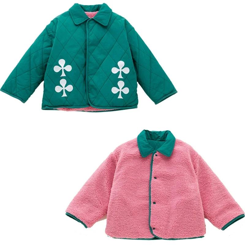 Veste décontractée en coton pour bébé, col vert Double face, nouvelle veste chaude en coton pour enf