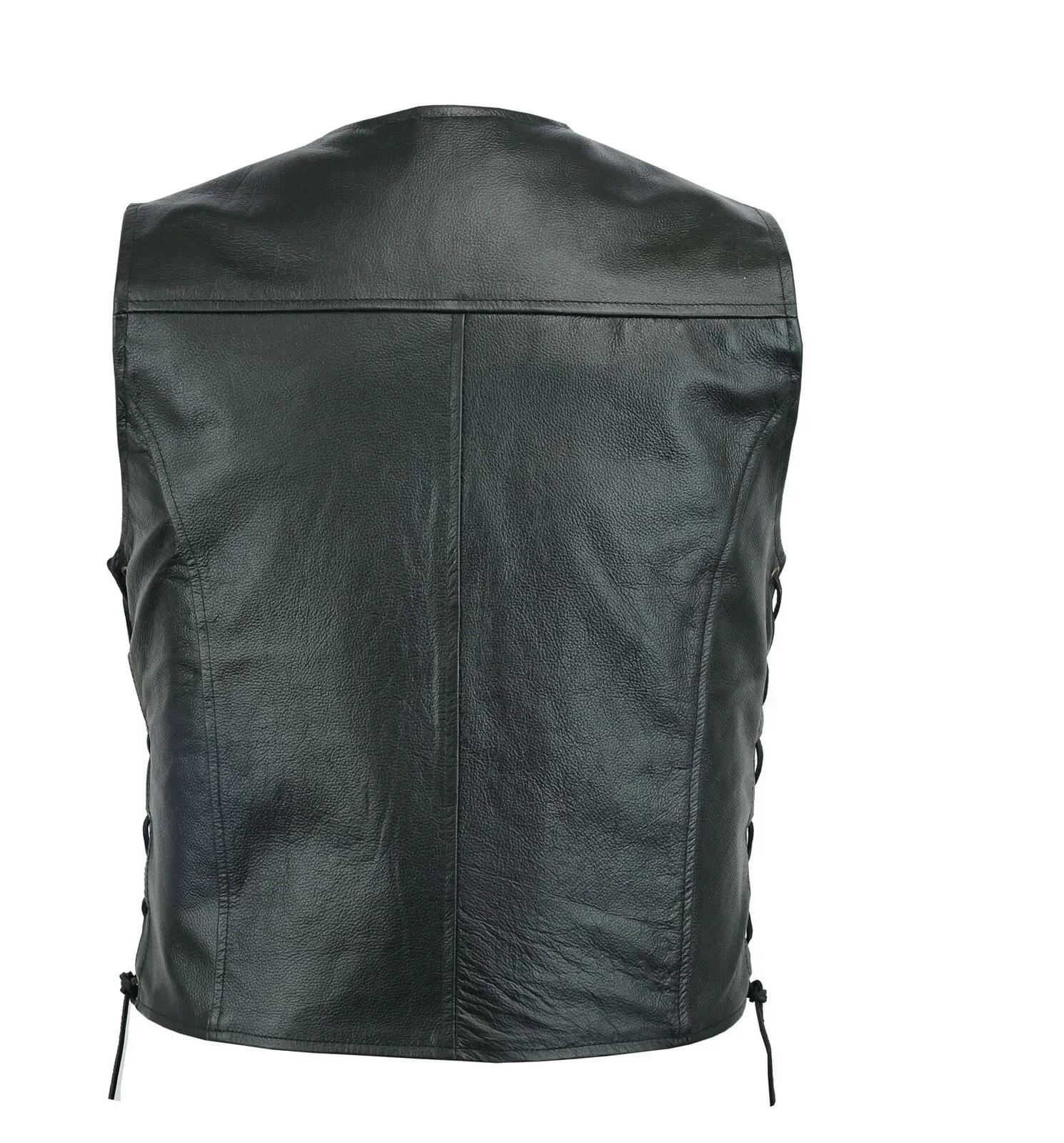Gilet en cuir Punk mode manteau décontracté moto gilet hommes solide gilet flotte