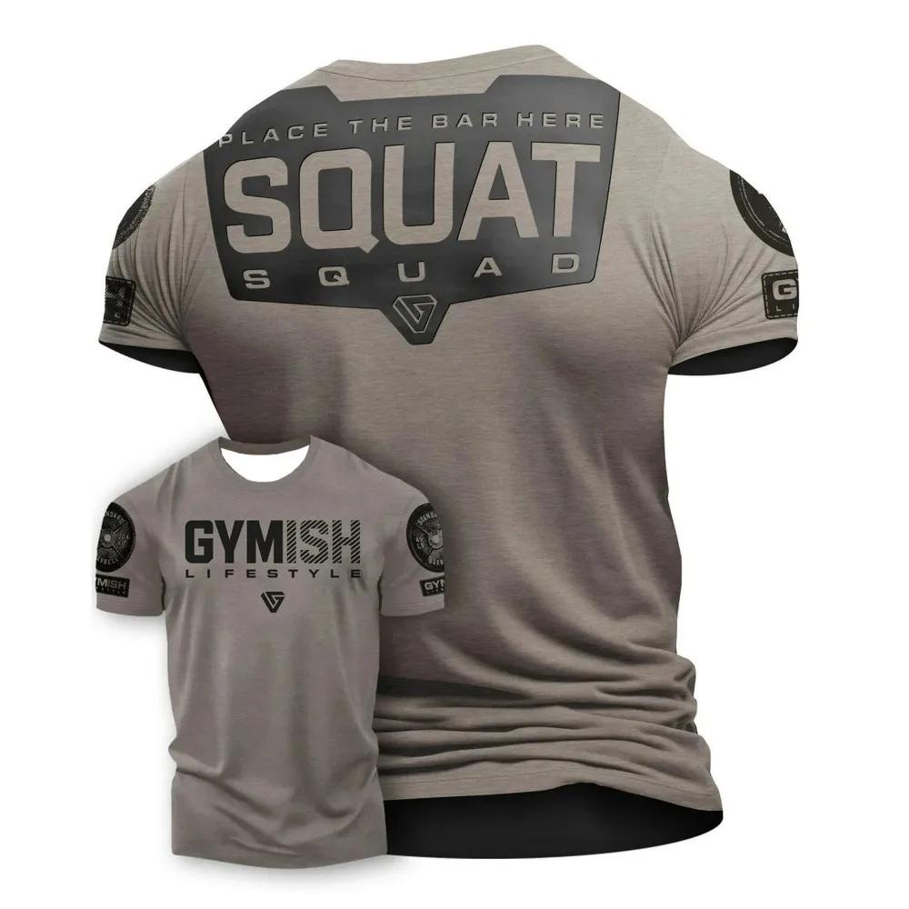Vente chaude d'été hommes gym formation lettre imprimé polyester micro élastique respirant col rond 