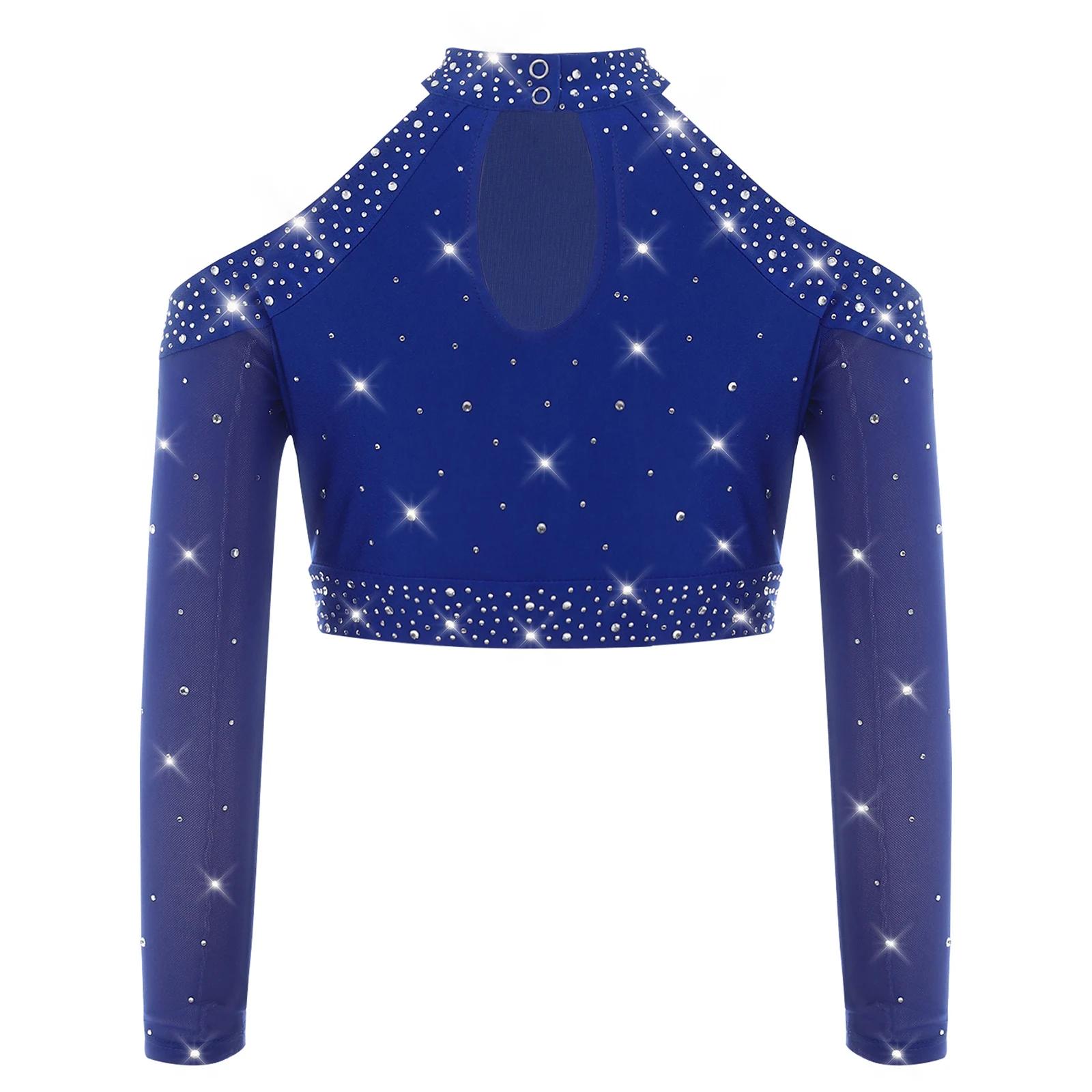 T-shirts pour enfants tendance, streetwear, hauts à paillettes brillantes, costumes de danse jazz et