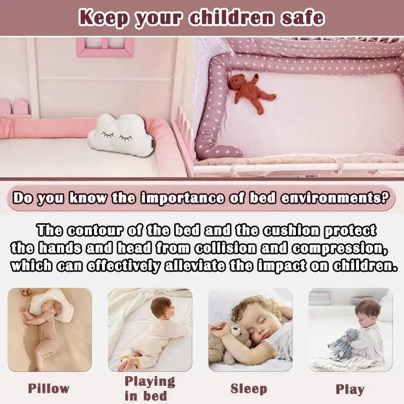 Coussin d'oreiller pare-chocs bébé 2m de long - Protection berceau hauteur 8cm - Décoration chambre bébé