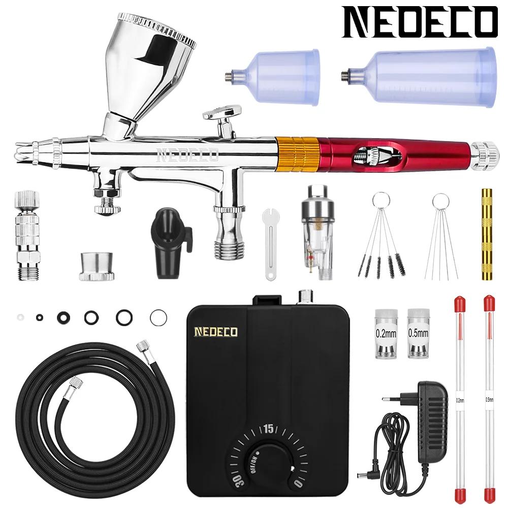 Aérographe à double Action avec Kit de compresseur d'arrêt automatique 30psi, pistolet de pulvérisat
