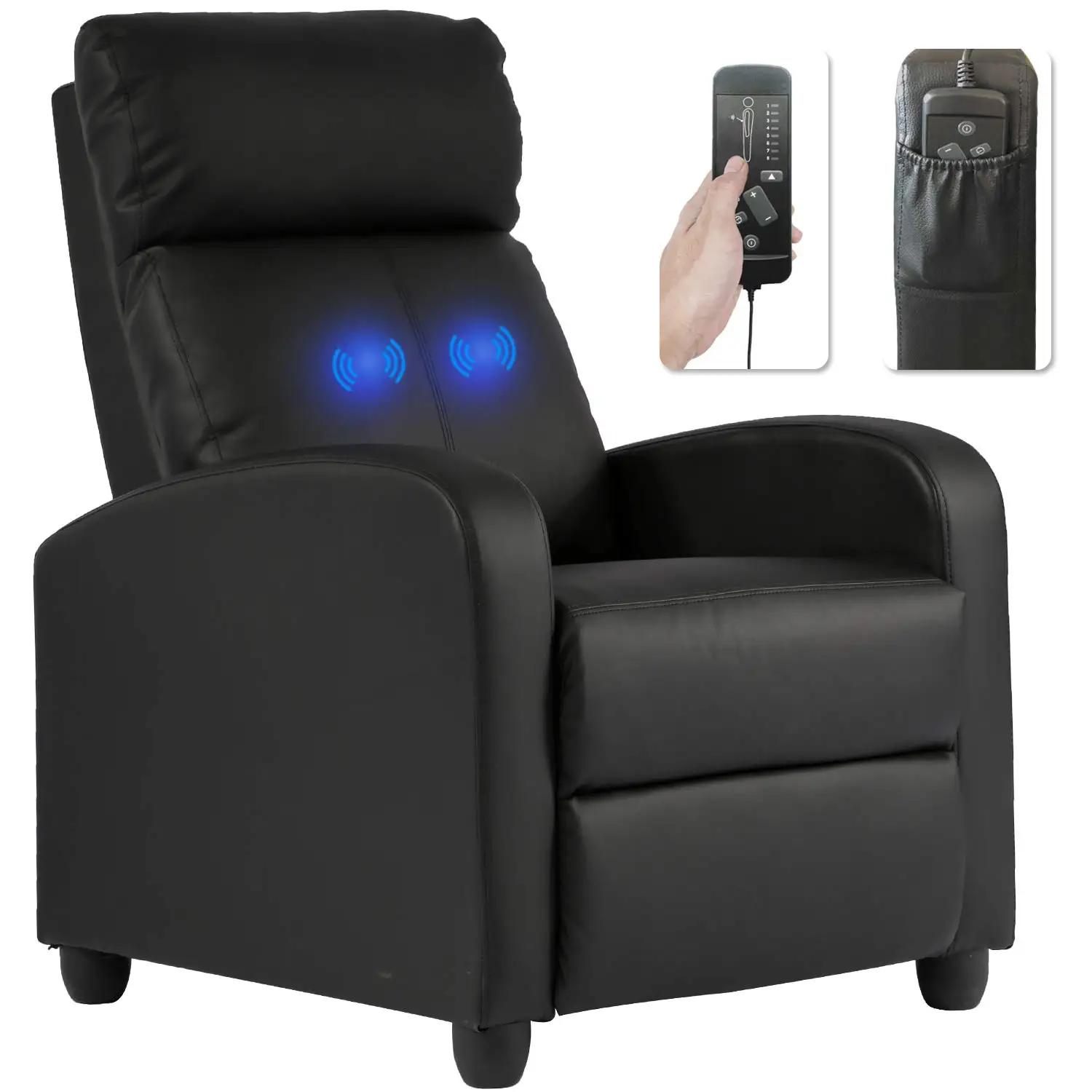 |   Fauteuil inclinable |   Fonction de massage à 2 points avec soutien lombaire, dossier inclinable