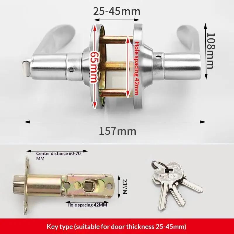 Poignée de porte ronde avec serrure, bouton d'entrée à clé pour portes intérieures, chambre, salle d