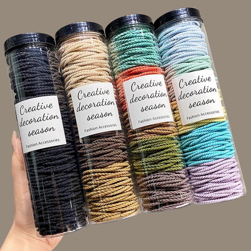 100 pcs/lot bandes de cheveux Scrunchie couleur unie élastique élastique bandeau de cheveux cravate 