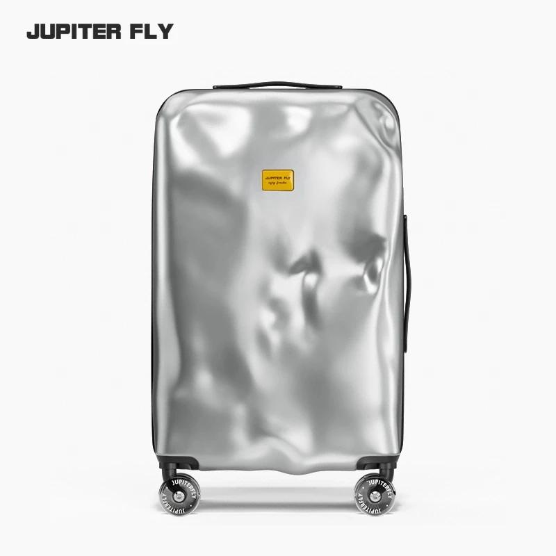 Valise à roulettes, Design créatif irrégulier et endommagé, tendance rétro, avec roue rotative de pa