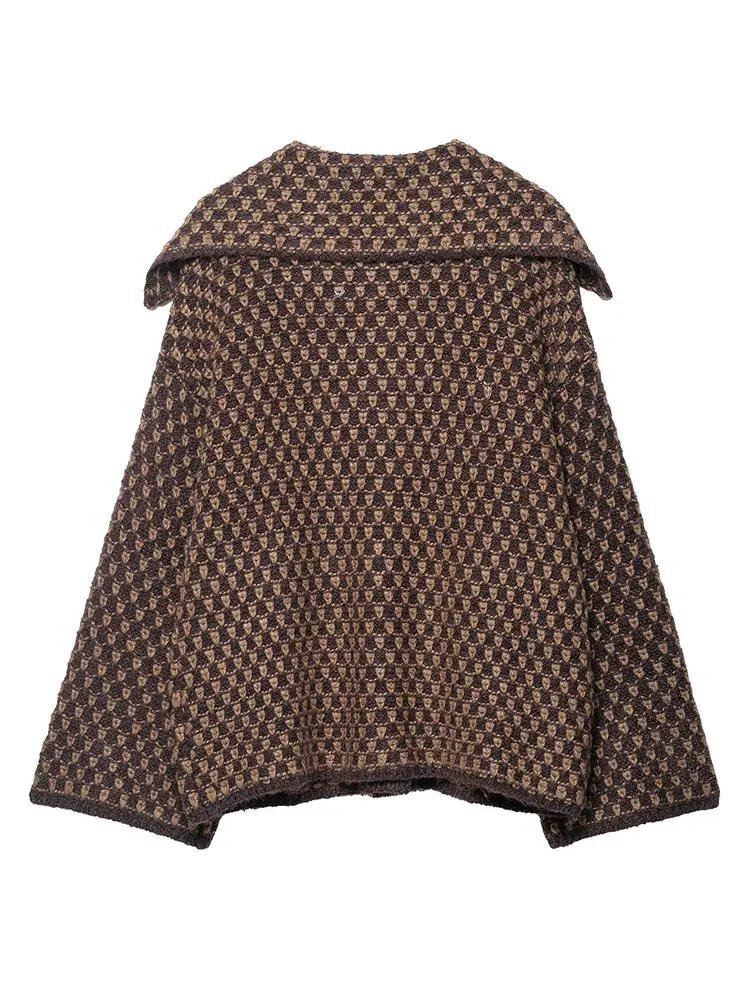 Veste Printemps HH 2026 pour Femmes, Cardigan Tricoté Décontracté Ample, Col Revers, Simple Boutonna