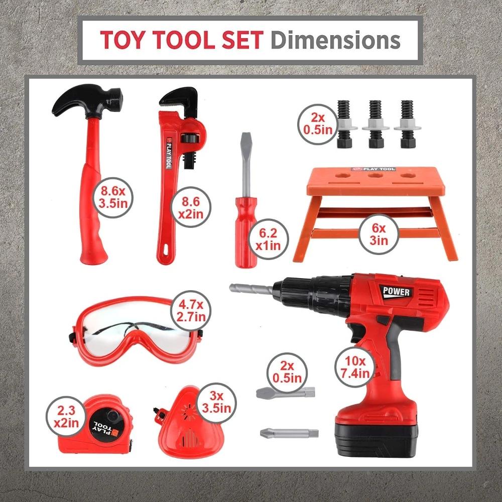 Ensemble d'outils pour enfants avec perceuse jouet électrique Kit de jouets de construction alimenté