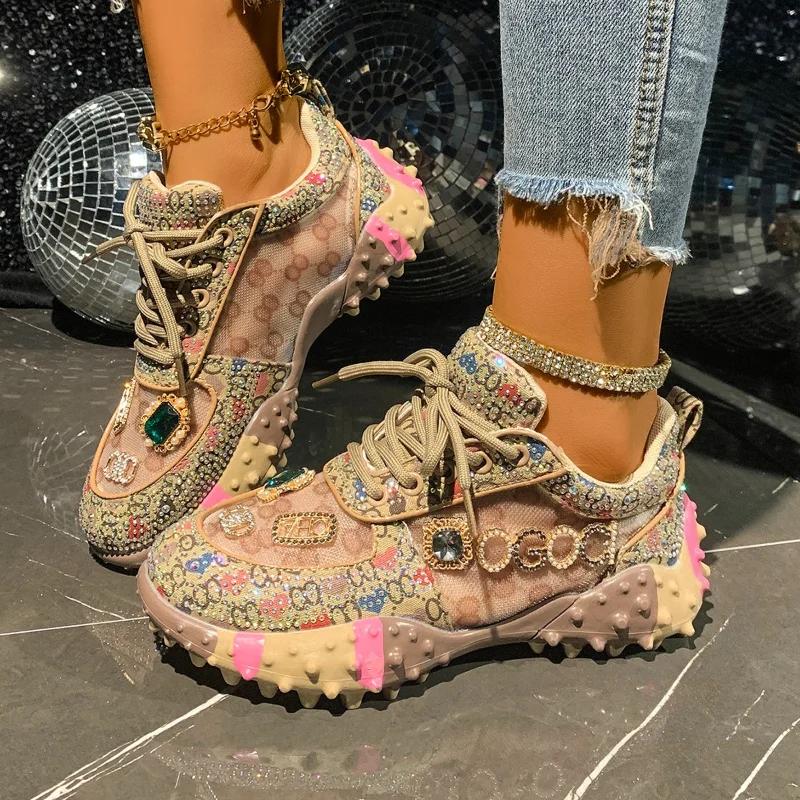Baskets d'été pour femmes antidérapantes et respirantes, chaussures de sport en maille de créateur, 