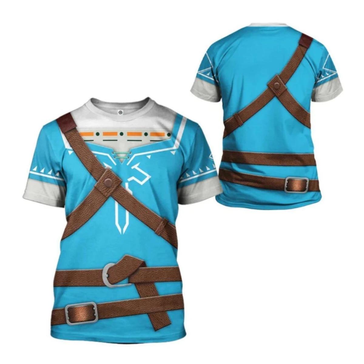Jeu pour enfants Zelda COSPLAY été respirant col rond T-shirt haute qualité maille hommes décontract