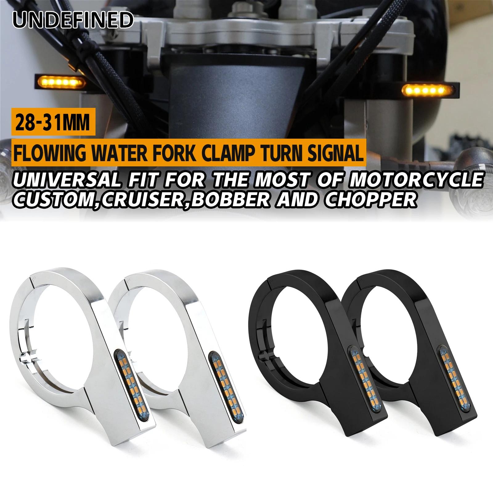 Pince de fourche pour moto, 28mm-58mm, clignotants, indicateurs LED, lumières ambre pour Harley Hond