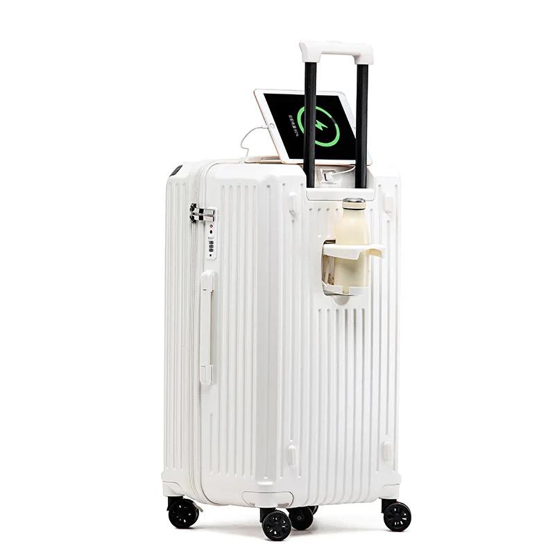 Porte-gobelet de grande capacité pour femmes et filles, valise à bagages, chargement USB, bagage à m