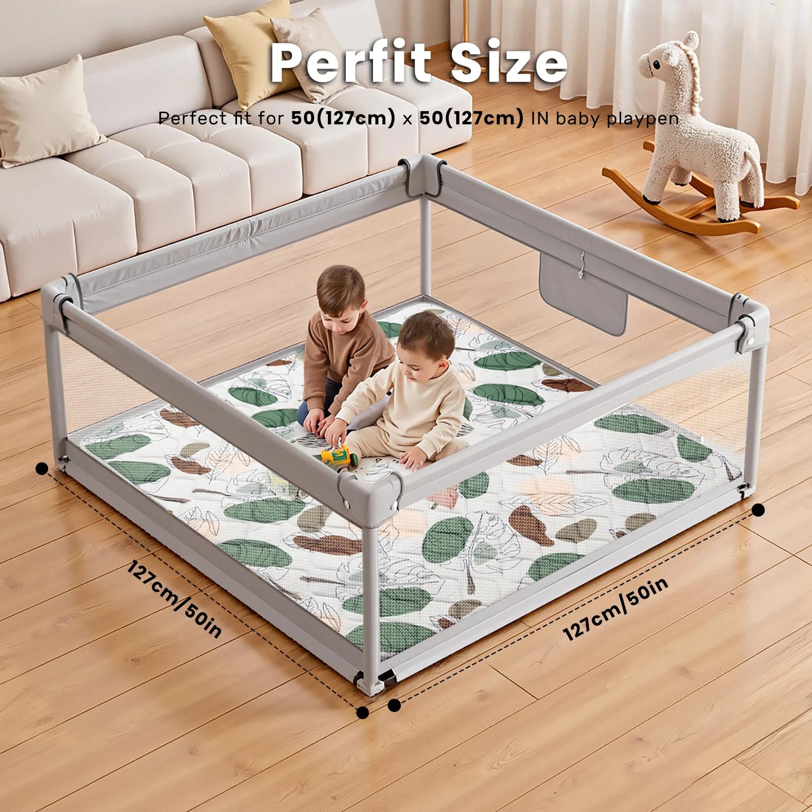 Tapis de jeu pour bébé, tapis d'éveil pour ramper, tapis de jeu en mousse épaisse et rembourrée, tap