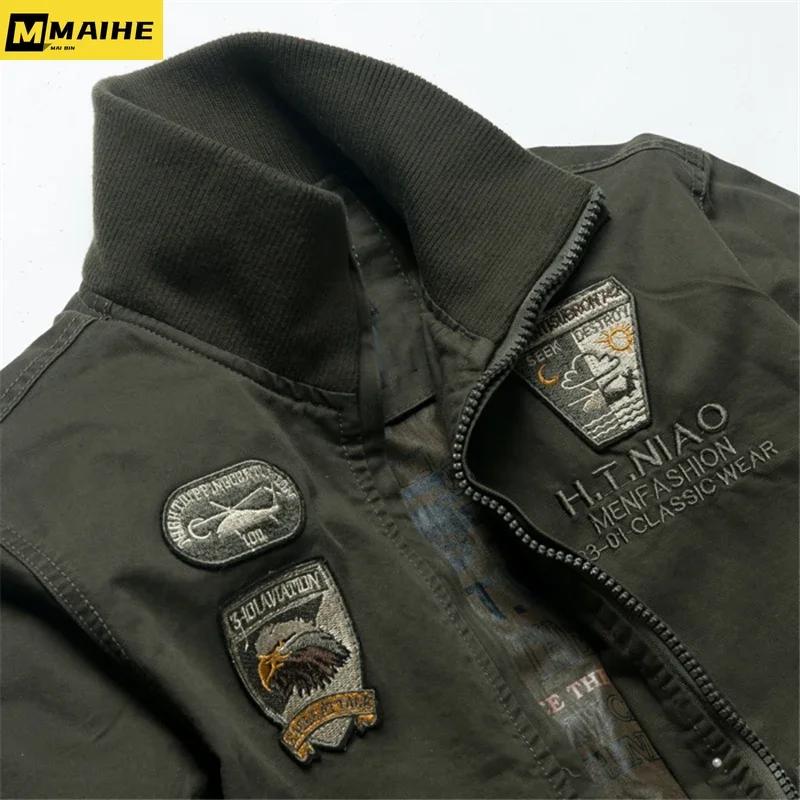 Vestes bombardier rétro pour hommes, automne printemps, vestes Cargo brodées pour pilote d'avion, ma
