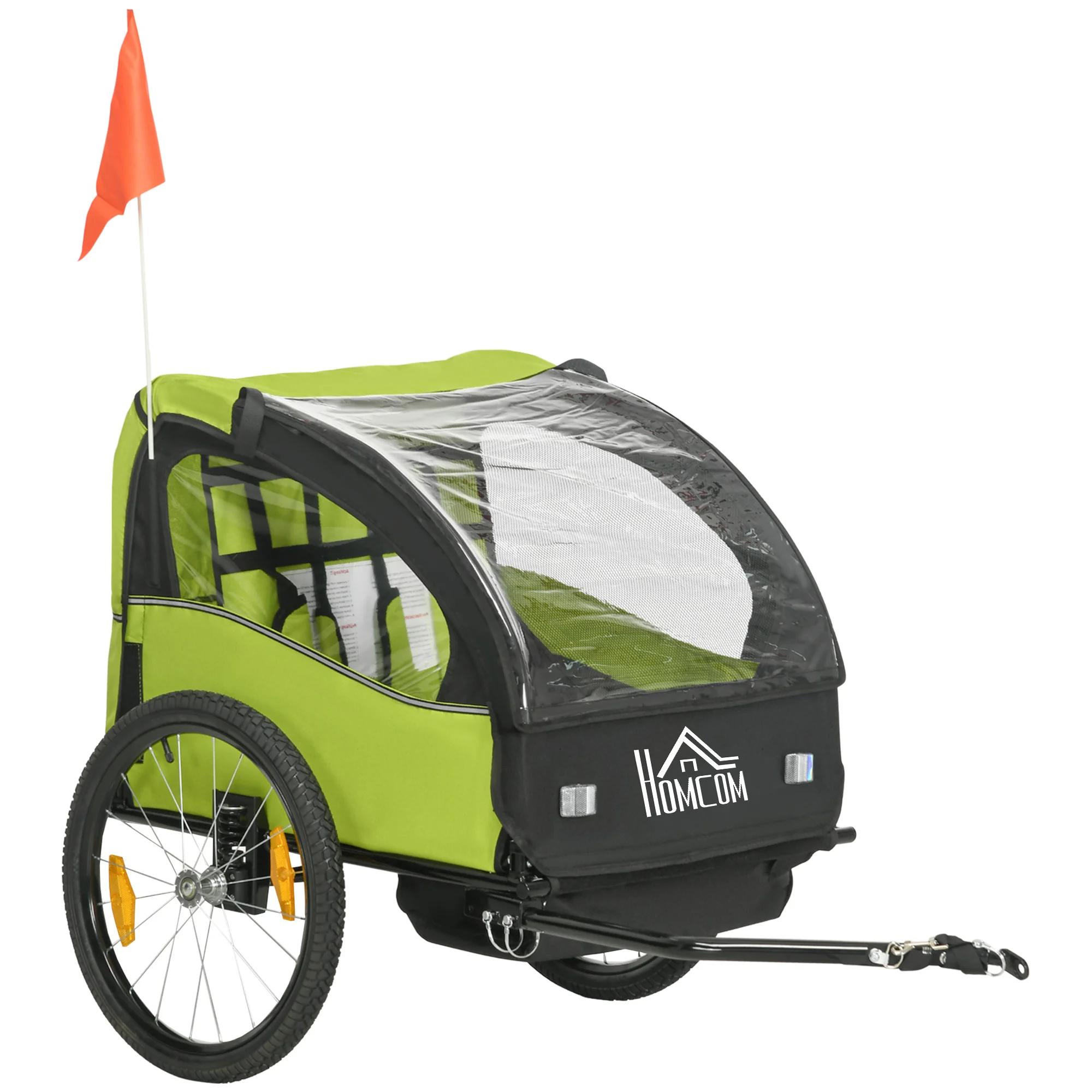 Remorque de vélo Homcom pour enfants +18 mois avec 2 sièges 140X88X90 cm