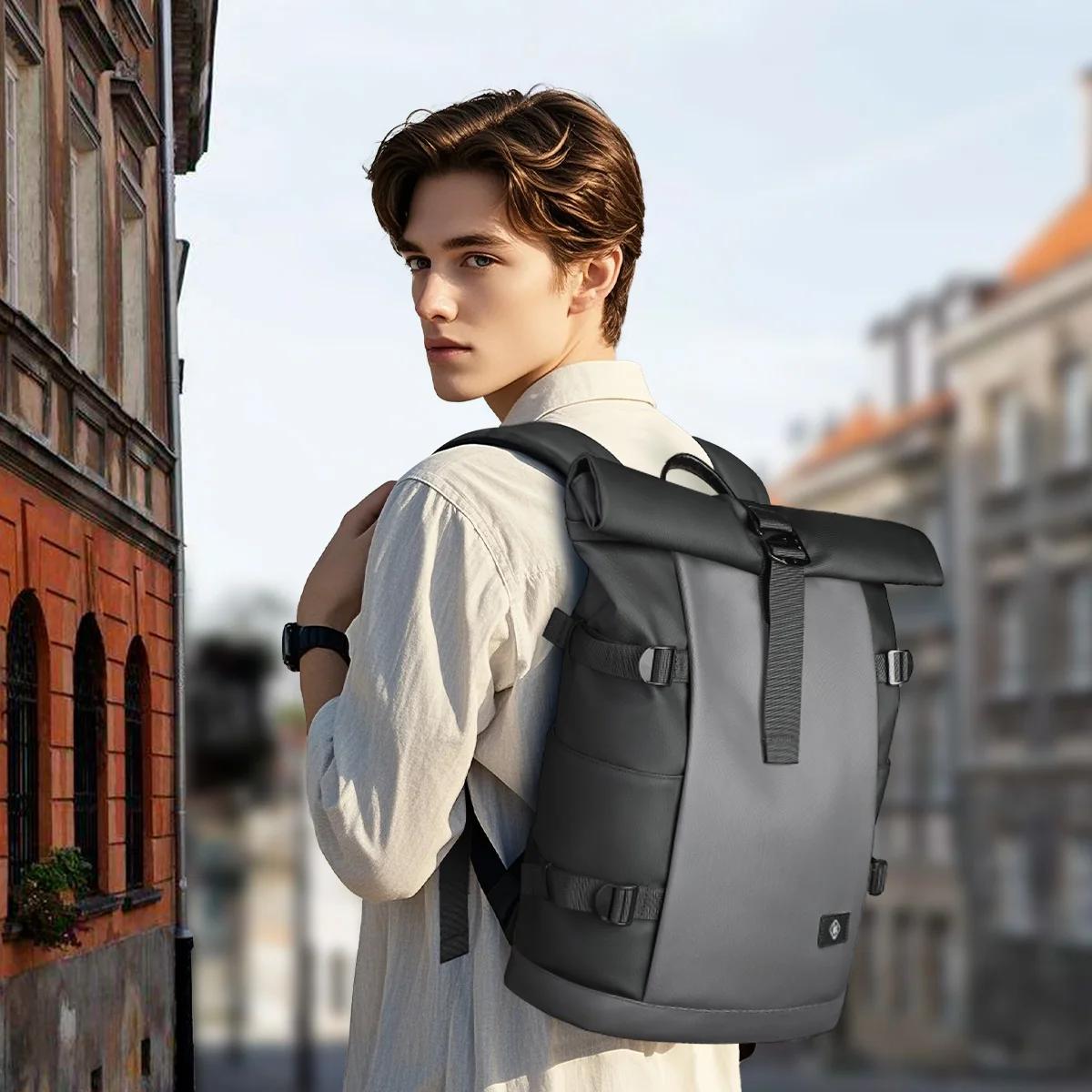 HK sac à dos étanche à roulettes pour hommes grande capacité extensible 17 pouces pochette d'ordinat
