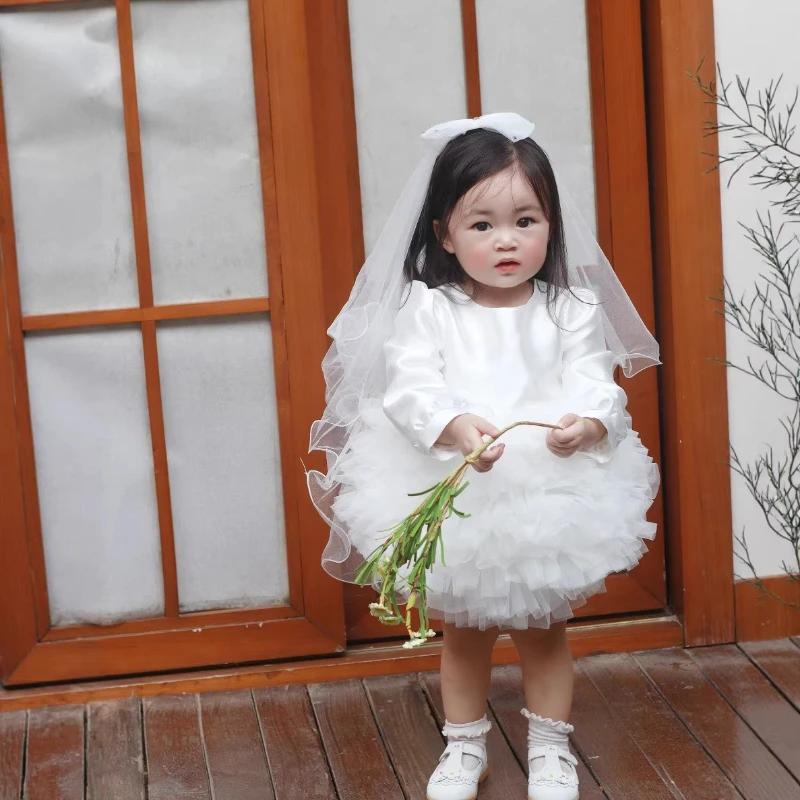 Robe de mariée blanche pour enfants 2026, tenue de cérémonie pour enfant, robe de demoiselle d'honne