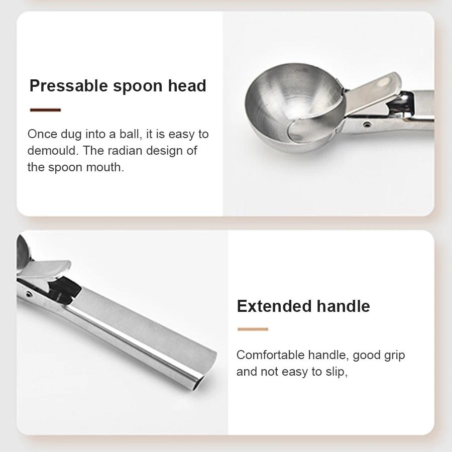 Cuillère à glace à double usage en acier inoxydable, cuillère à glace multifonctionnelle pour fruits