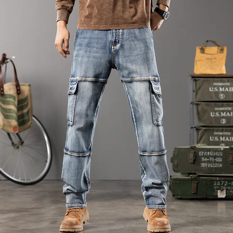 Automne nouveaux Styles en plein air hommes jambes larges jean vêtements de travail multi-poches pan