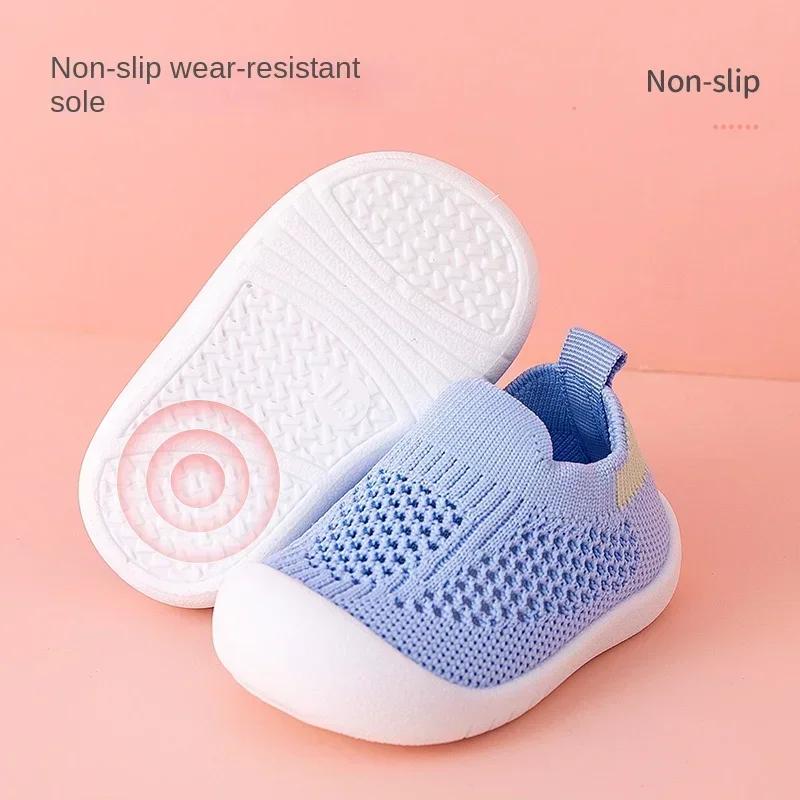 Printemps été enfant en bas âge chaussures respirant tricoté enfants baskets garçons sans lacet chau