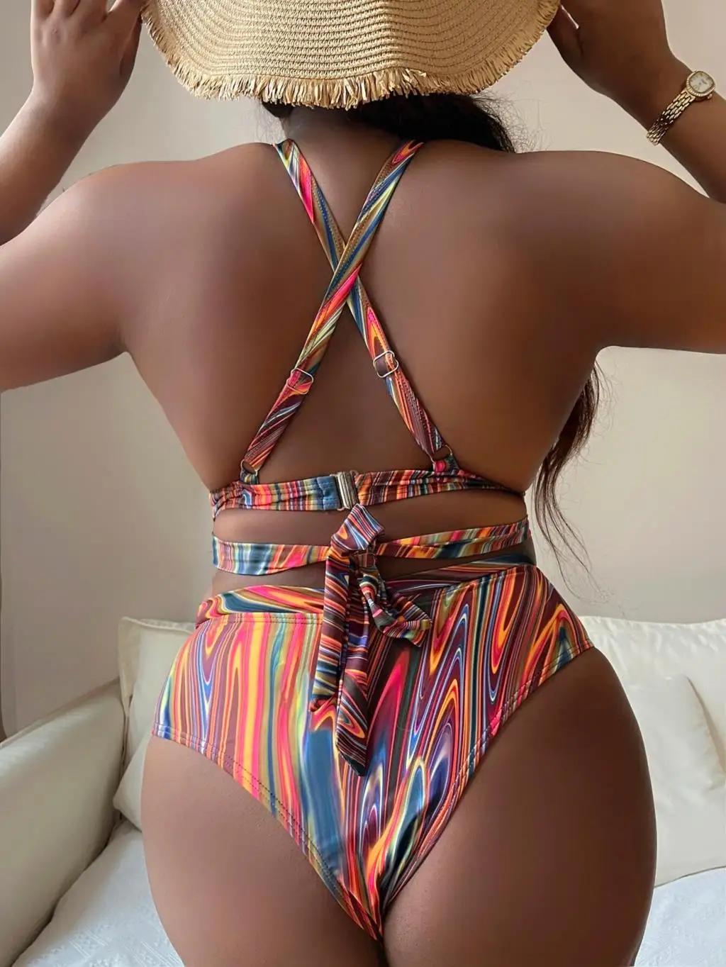 Maillot de bain imprimé push-up 2026 pour femme, grande taille, taille haute, pour la plage et la na