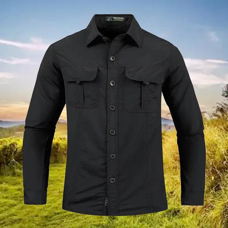 Chemise légère à séchage rapide pour hommes, chemise tactique décontractée militaire à manches longu