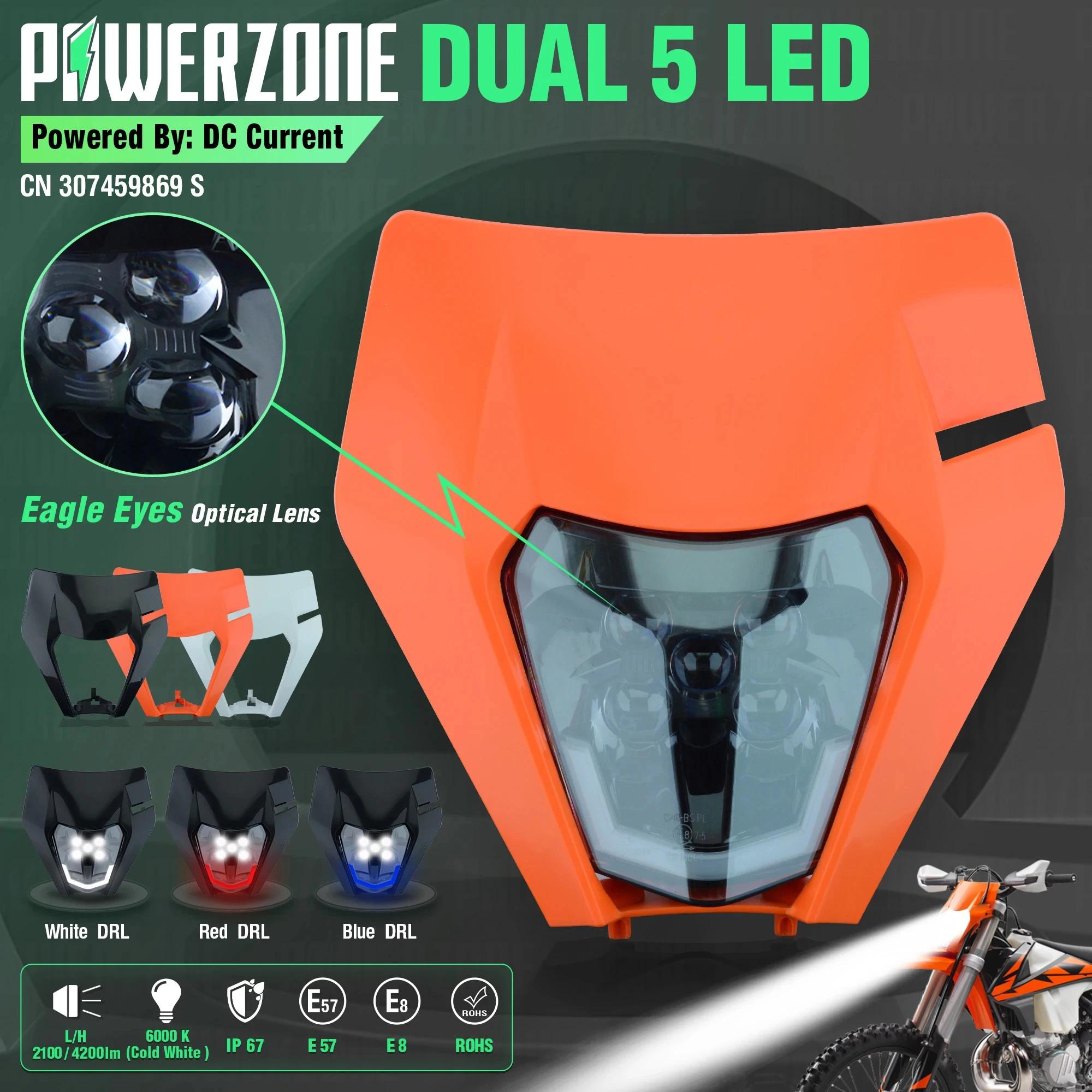 SPACEMOTO moto phare LED phare phare Supermoto carénage pour KTM EXC SXF MX Dirt Bike Enduro phare L