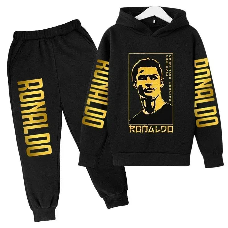 Ensemble de vêtements pour enfants à la mode d'automne, imprimé Ronaldo, sweat-shirt + pantalon, ens