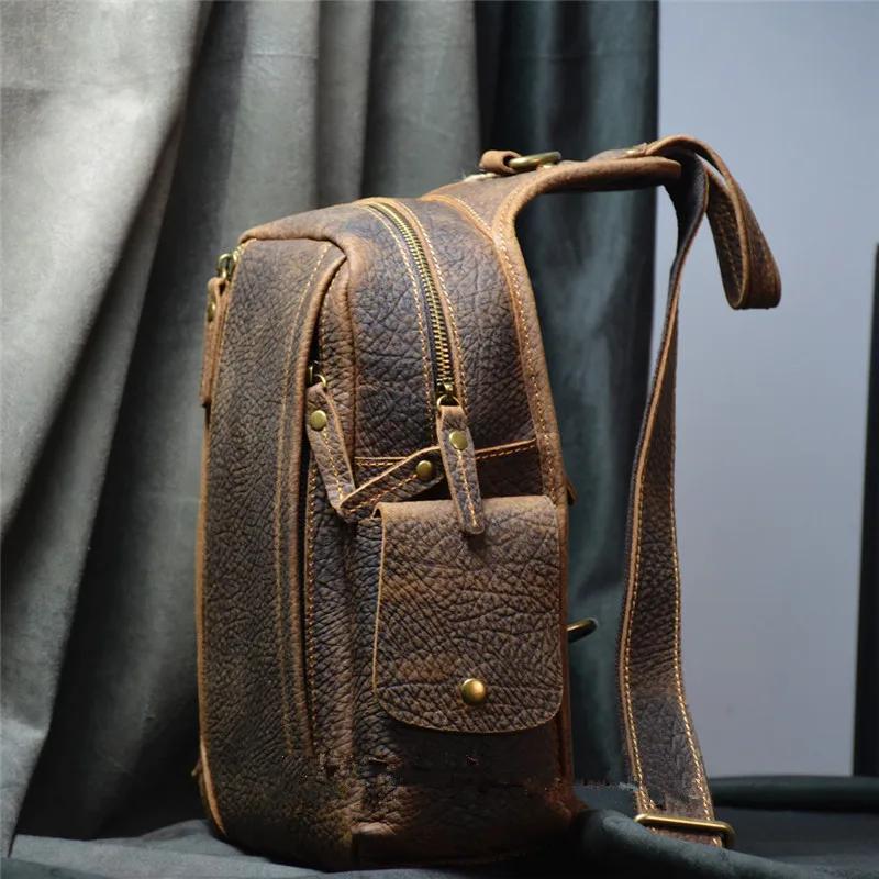 PNDME – sac de poitrine rétro en cuir véritable pour hommes, sac à bandoulière multifonctionnel en c